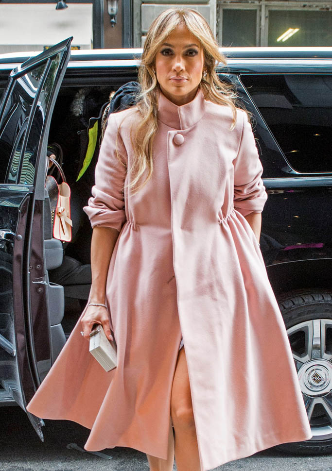Jennifer Lopez's pink Manhattan coat|Lainey Gossip Lifestyle