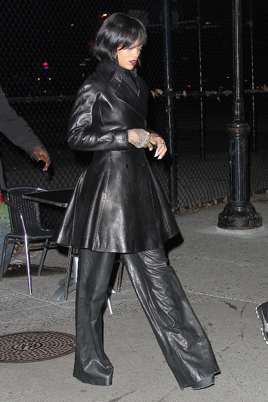 Rihanna in all black leather