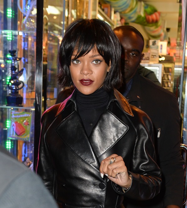 Rihanna in all black leather|Lainey Gossip Lifestyle